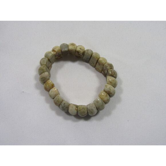 Cream Brown Bead Stretch Bracelet Wristlet Boho Neutral Y2K - Picture 1 of 3